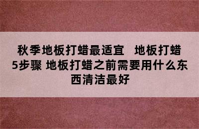 秋季地板打蜡最适宜   地板打蜡5步骤 地板打蜡之前需要用什么东西清洁最好